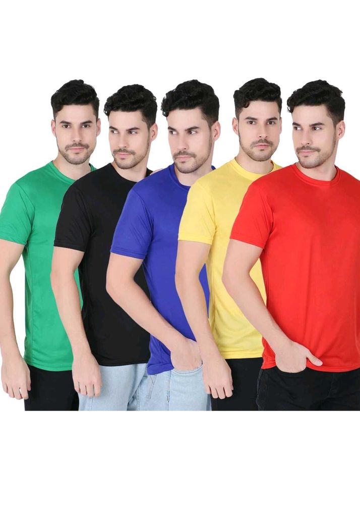 Men Solid Round Neck T Shirt Pack Of 5