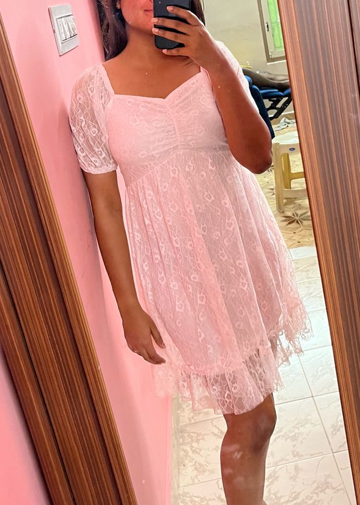 White Lace Fit And Flare Dress
