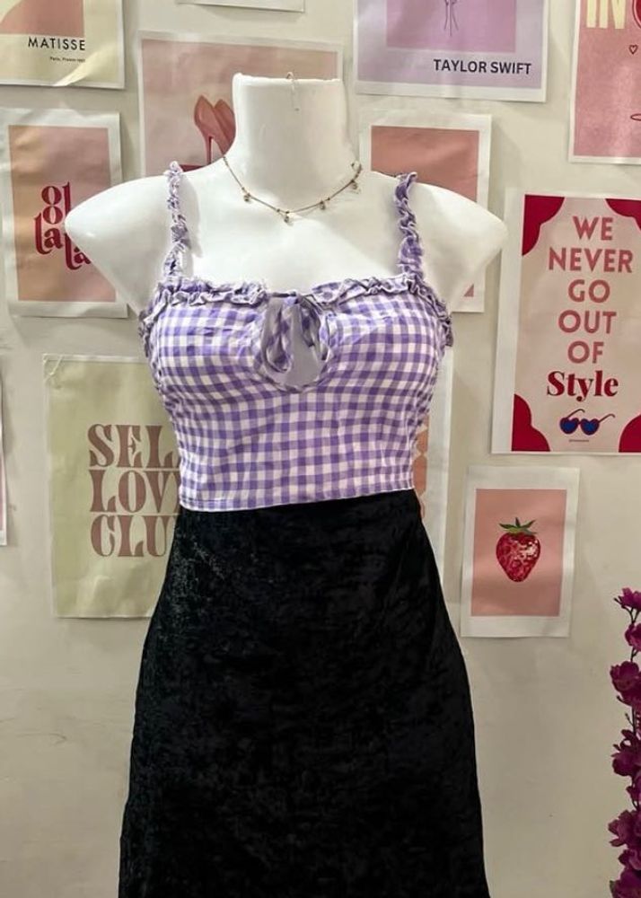 Lavender Gingham Top