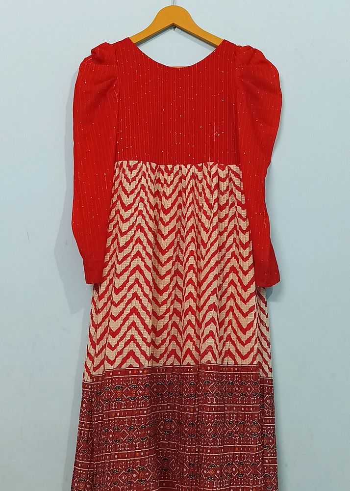 Red Patterned Maxi Dress