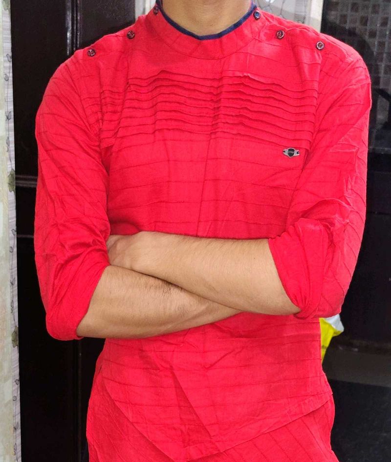 Red Cotton Kurta