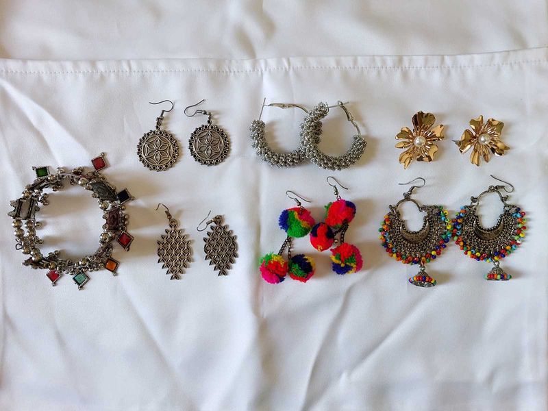 Set Of 6 Earrings And One Bracelet