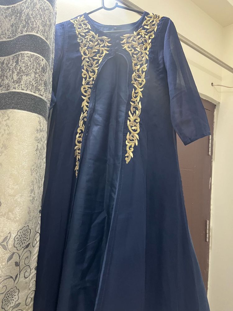 Party Wear Gown With Heavy Shrug