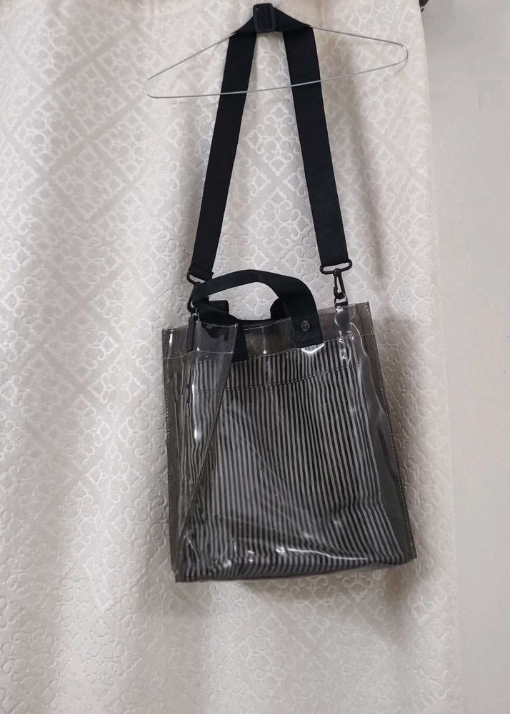 Transparent &amp; Striped Bag: Monsoon Essential