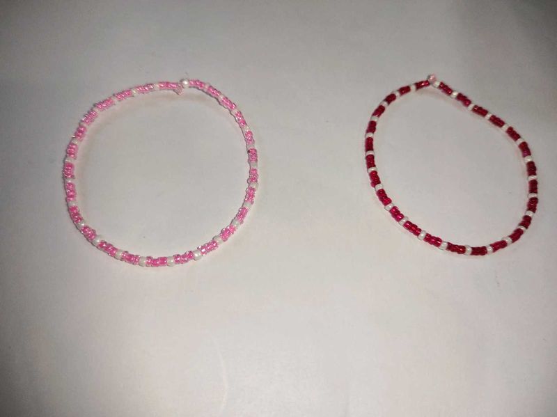 Beaded Bracelets - Pink &amp; Red Set