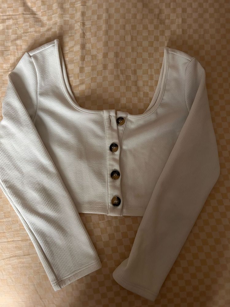 Shein Scoop Neck Button Down Top