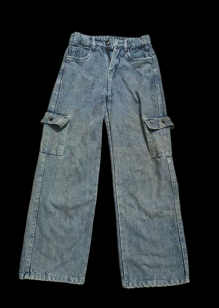 Light blue Cargo denim Jeans women