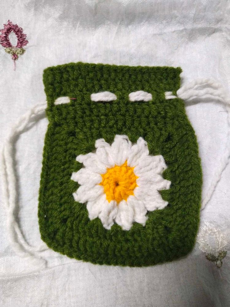 Crochet Drawstring Pouch