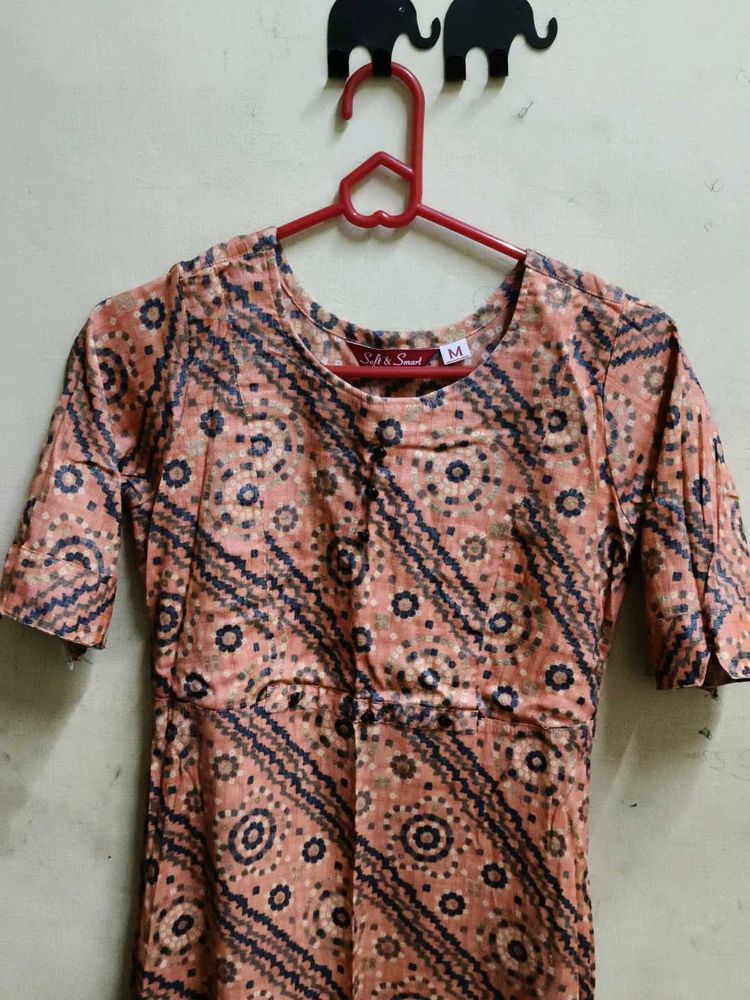 Salt &amp; Sweet Peach Print Dress - Size M