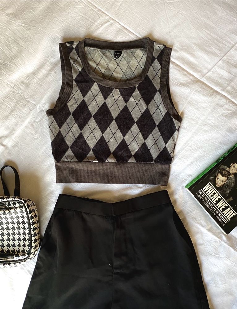 Argyle Knit Crop Top