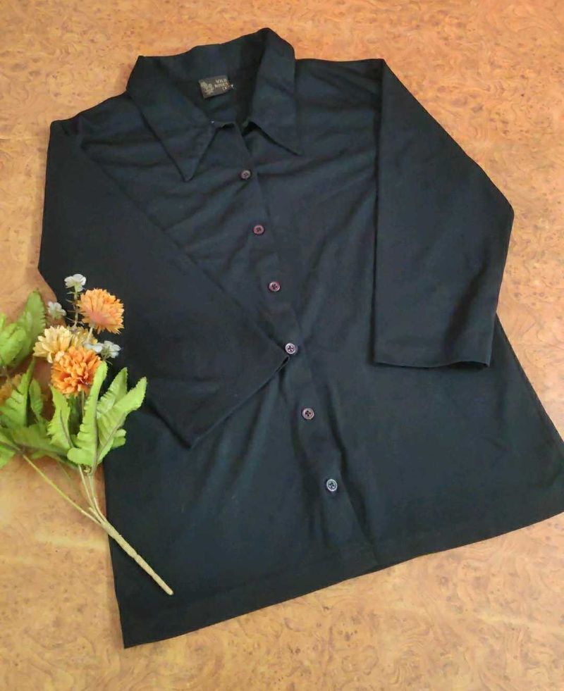 Classic Black Button-Up Shirt Top