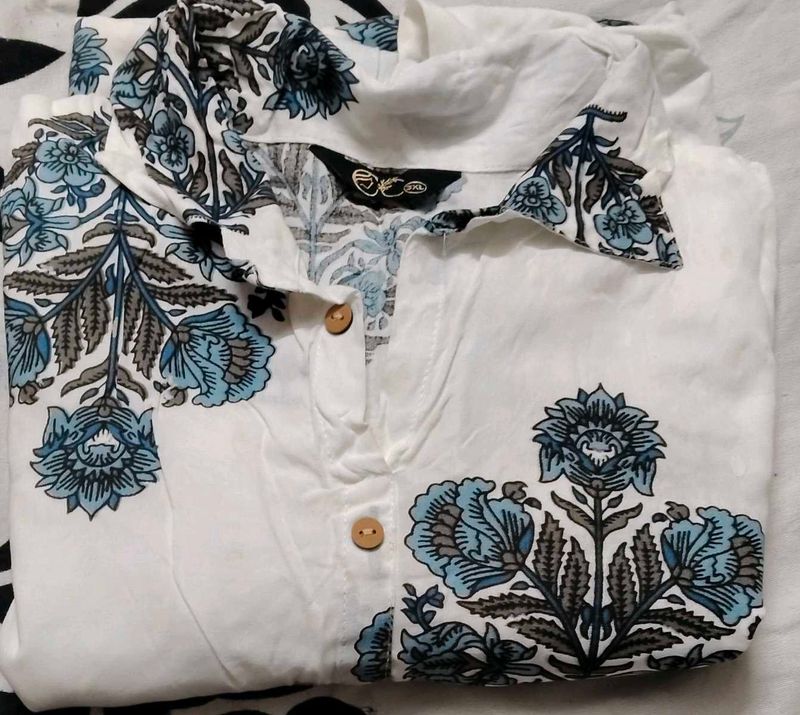 New Floral Print White Top