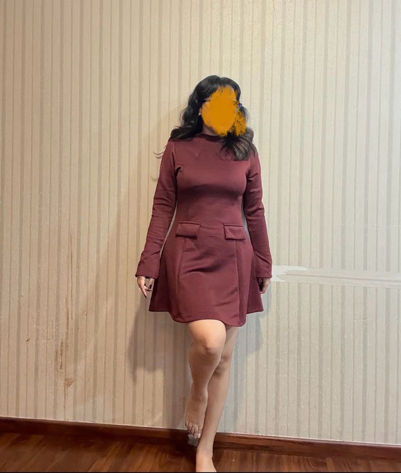 Burgundy Fit &amp; Flare Dress