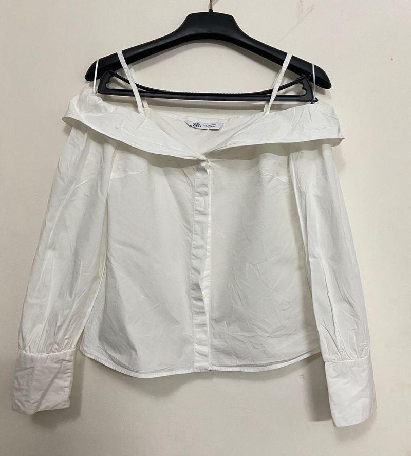 Off-Shoulder White Shirt – Zara
