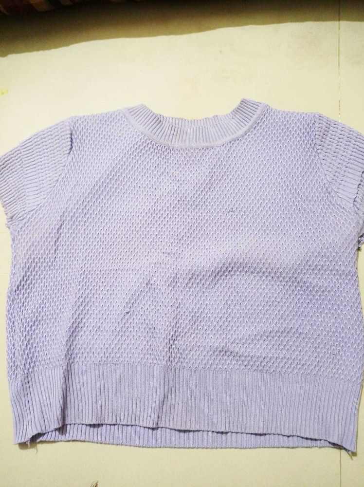 Lavender Knit Short Sleeve Top