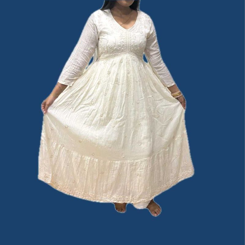 Elegant Off White Ethnic Gown