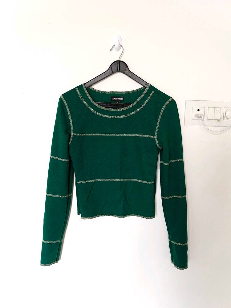 Emerald Green Cropped Long Sleeve