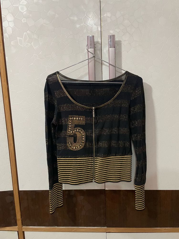 Stylish Black &amp; Gold Cardigan