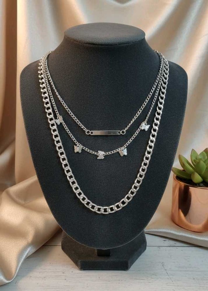 Layered Silver Chain Necklace