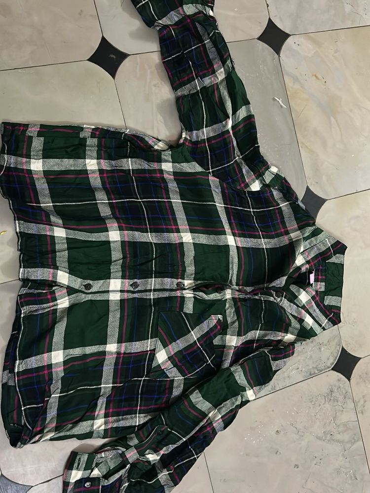 Green Plaid Flannel Shirt