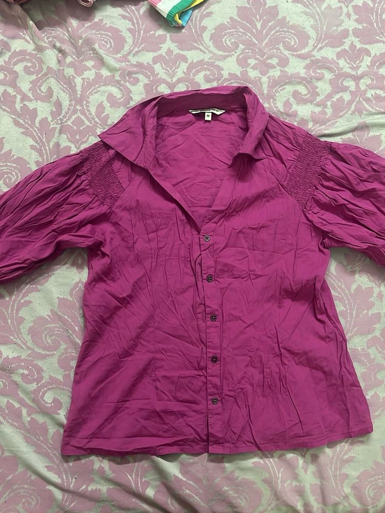 Pink Button-Down Top