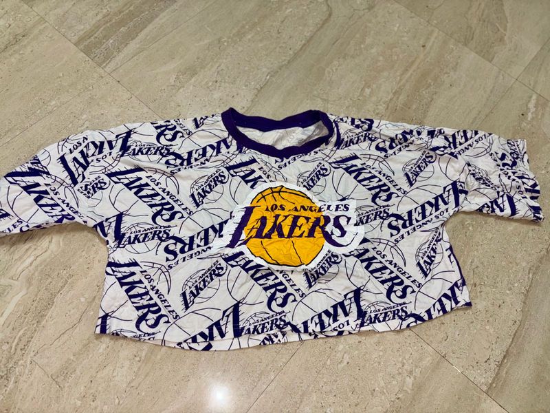 Oversized Los Angeles Lakers Crop T-shirt