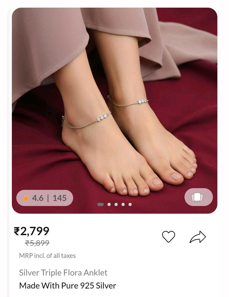 Silver Triple Flora Anklet(1 pair)