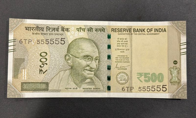 ₹500 Indian Rupee Note Fancy Number, 555555