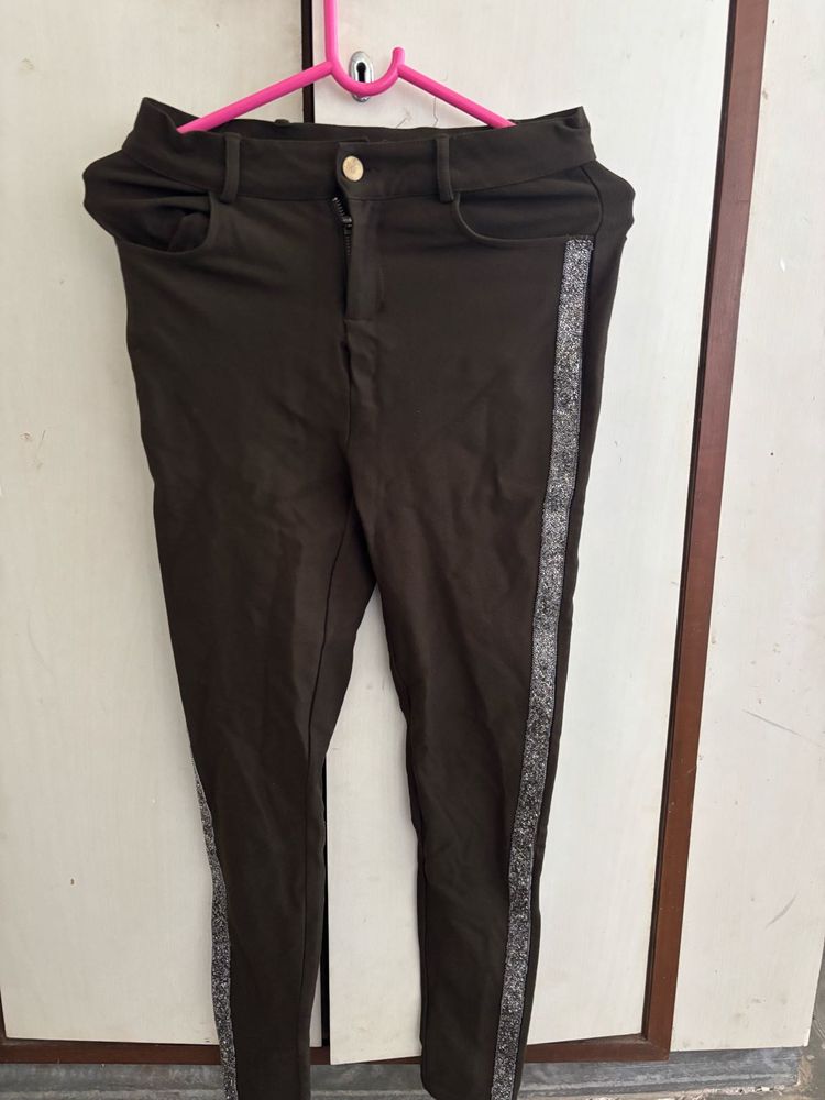 Brown Pants with Silver Stripe