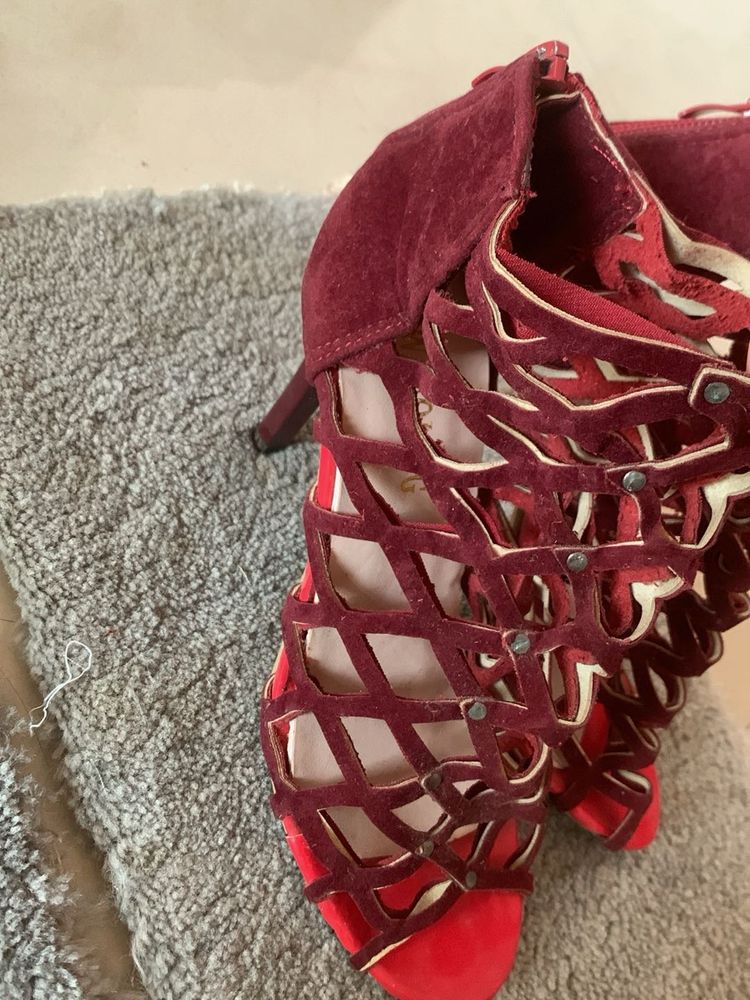 Burgundy Cage Heels