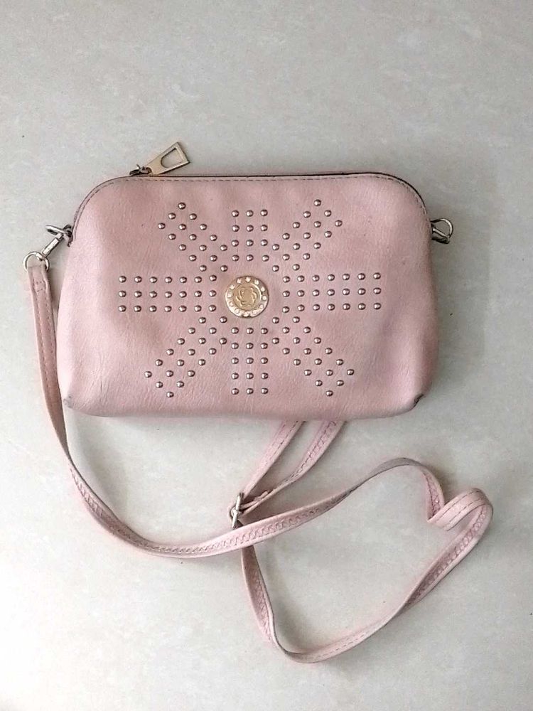 Women Pink Sling Bag Cum Purse