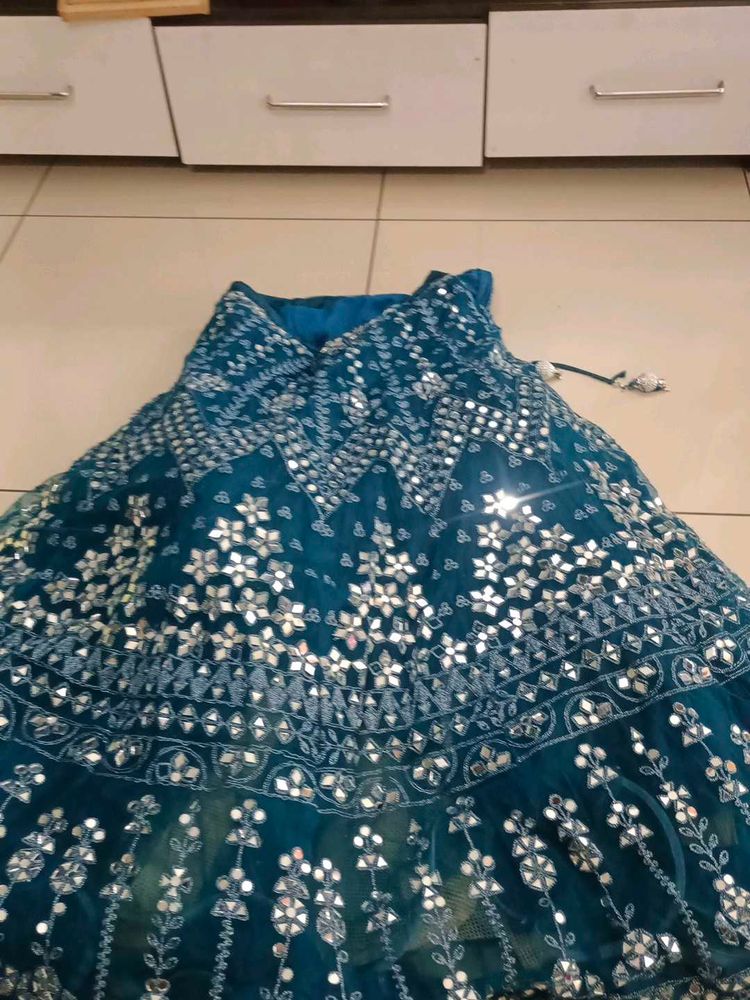 Teal Embroidered Lehenga