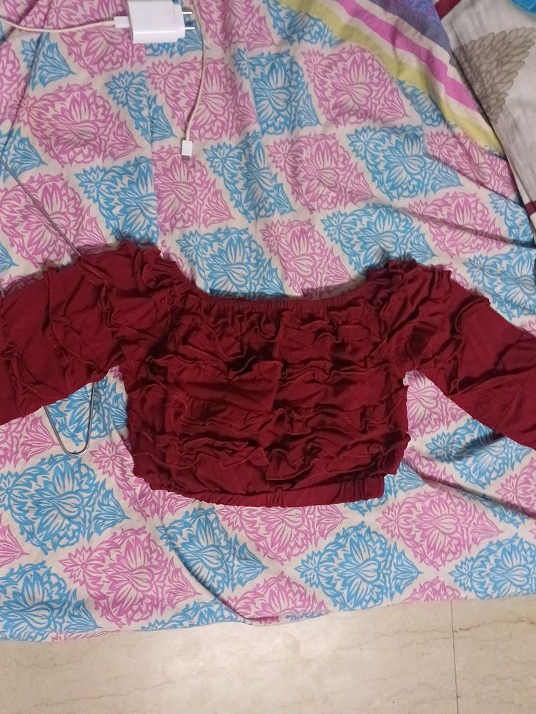 Red Raffel Crop Top