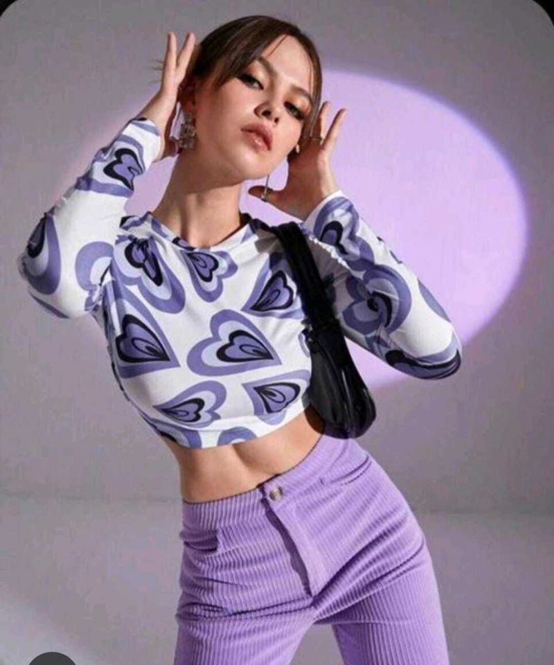 Heart Print Crop Top