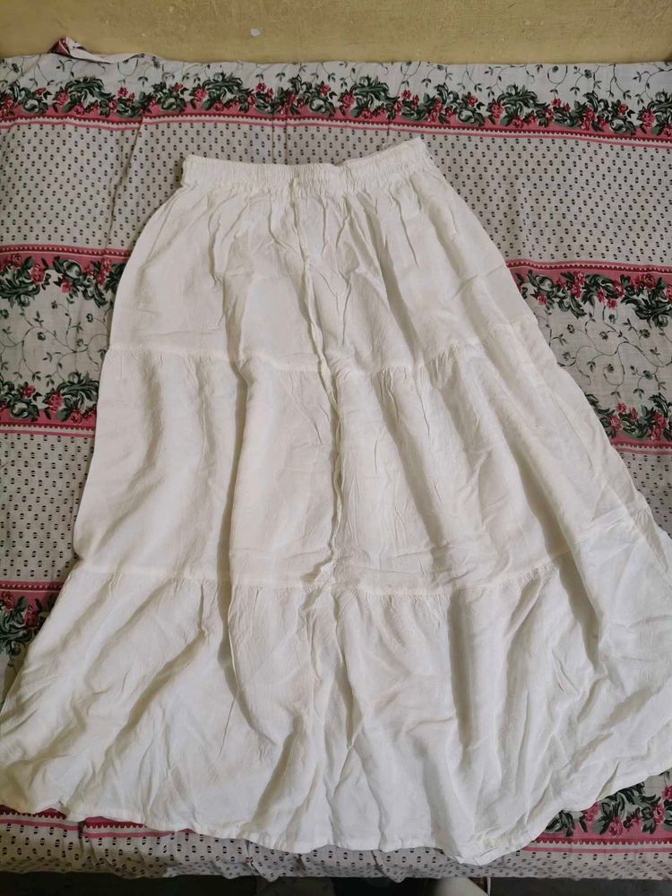 Tiered White Skirt