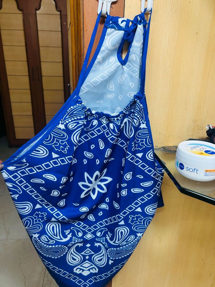 Blue Bandana Halter Top