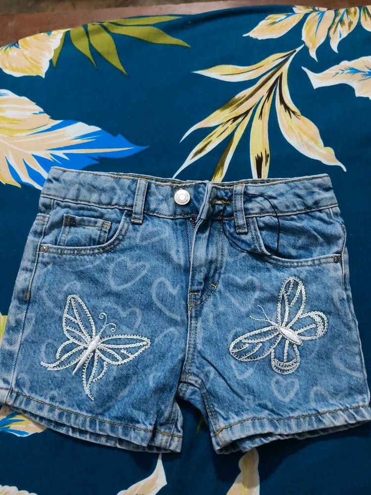 Butterfly Denim Shorts