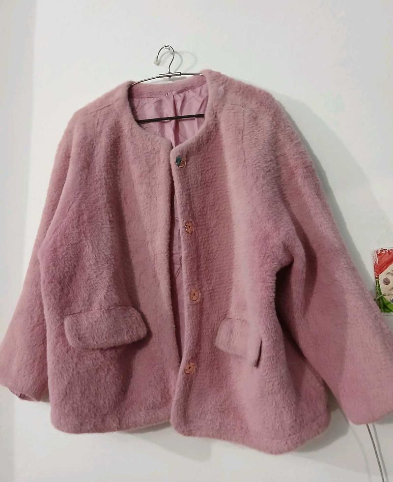 Heavy Pink Faux Fur Coat