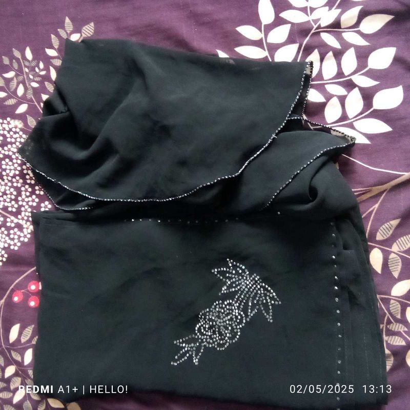 Black Abaya Dupatta With Mask