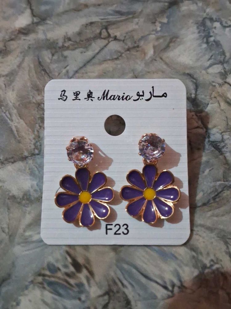 Purple Flower Earrings