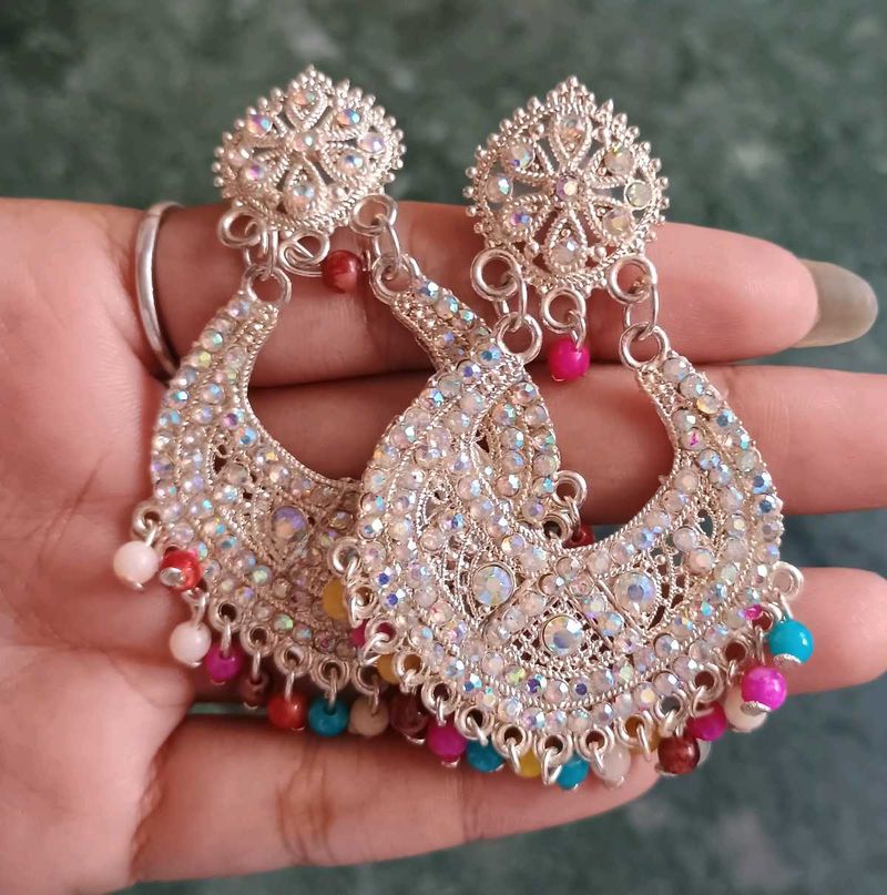 Sparkling Silver Tone Drop Earrings