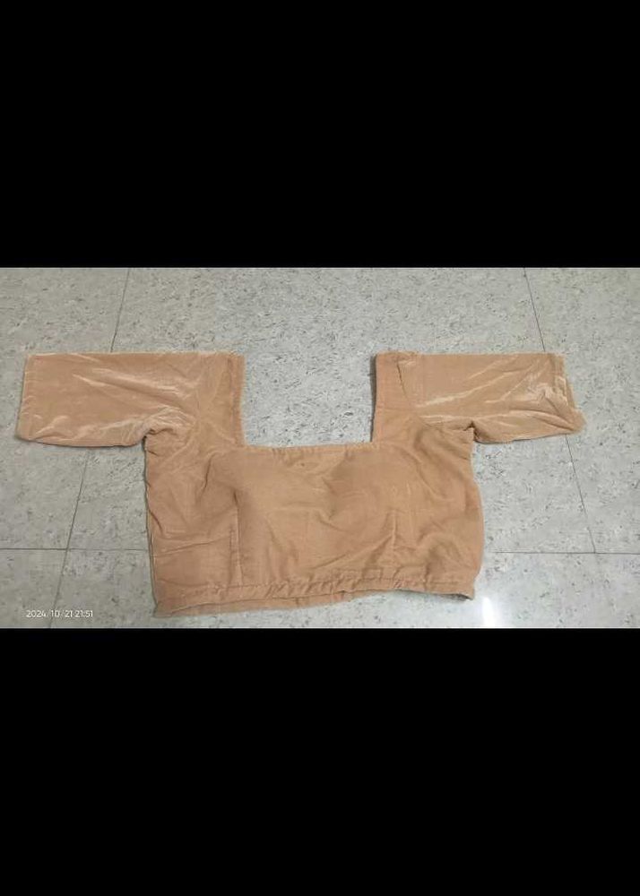 Tan Blouse with Short Sleeves