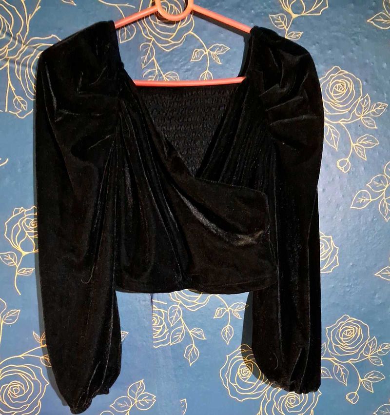 Black Velvet Long Sleeve Top