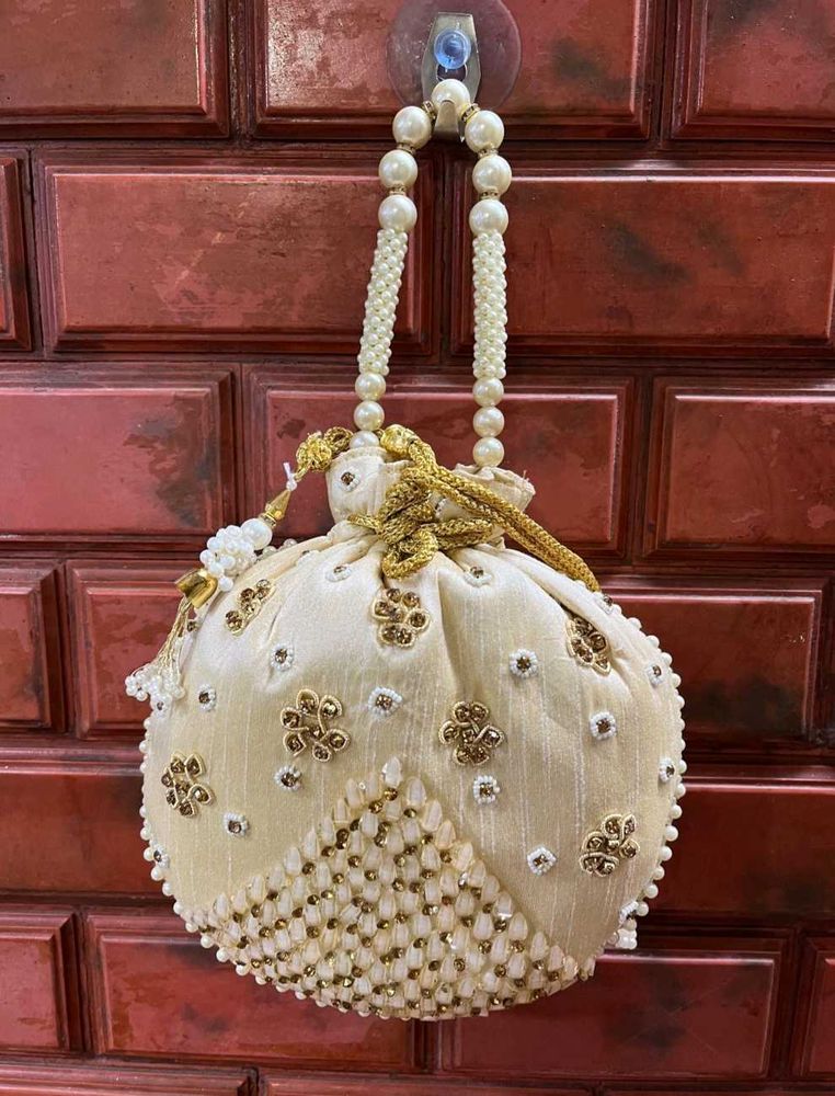 Silk Golden Embroidery Moti Batwa