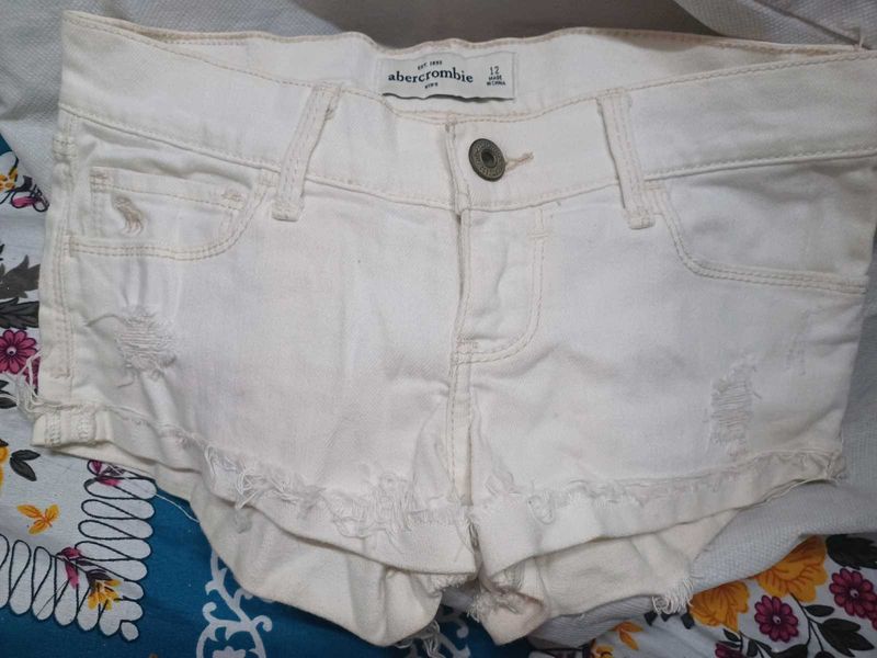 Abercrombie White Denim Shorts
