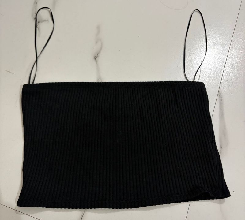 Black Ribbed Tube Top