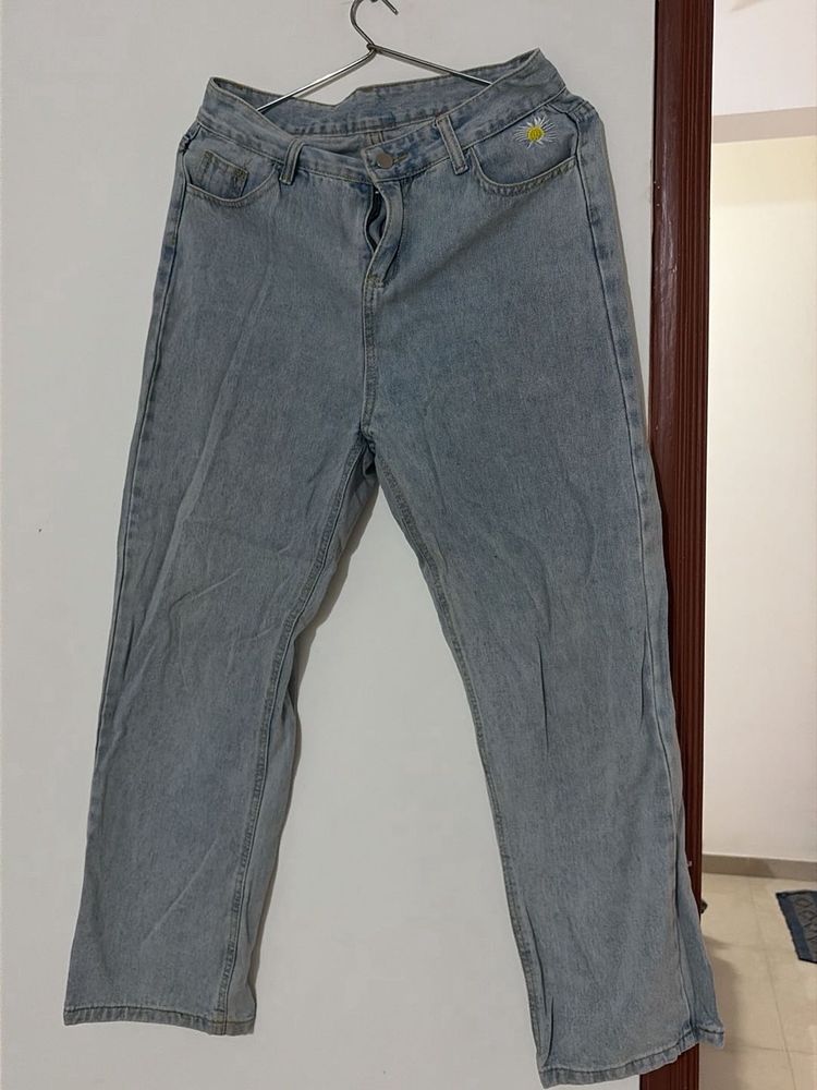 embroidery cute Light Wash Jeans