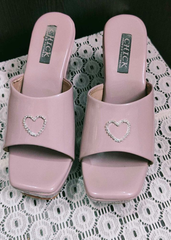 Lavender Heart Slide Sandals