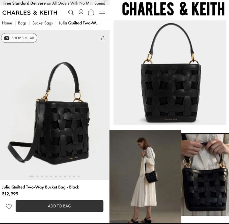 Charles &amp; Keith bucket cum sling bag with wallet