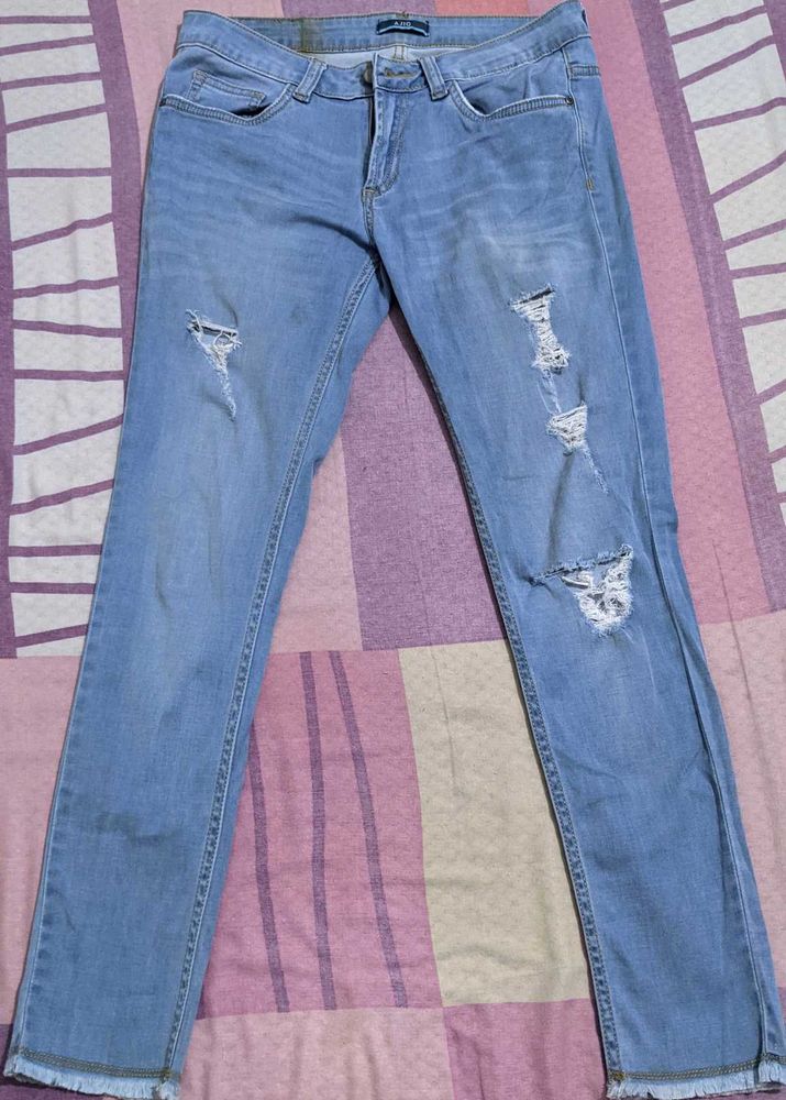 Ripped Denim Jeans - 26, XS